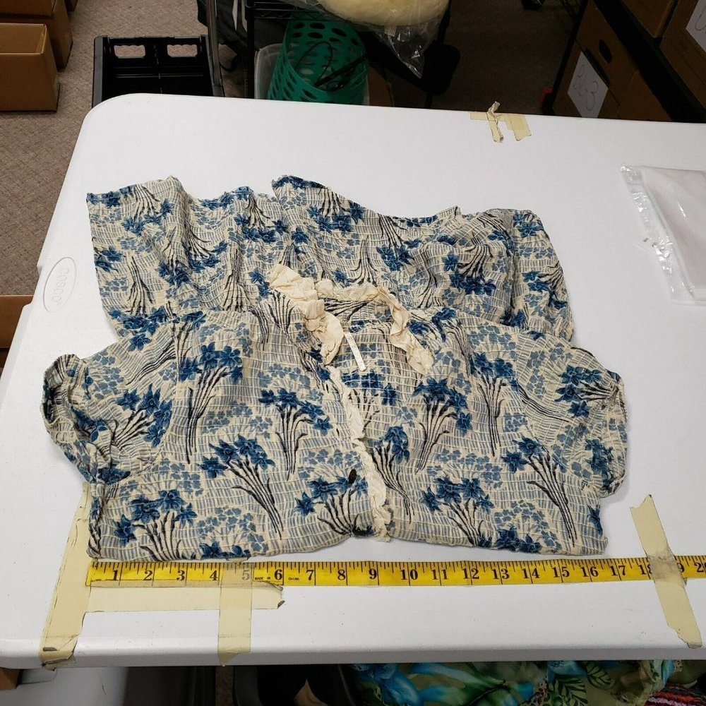 Free People Womens Boho Ruffle Tunic Top Size XS Blue Button Floral Short Sleeve - Picture 8 of 13